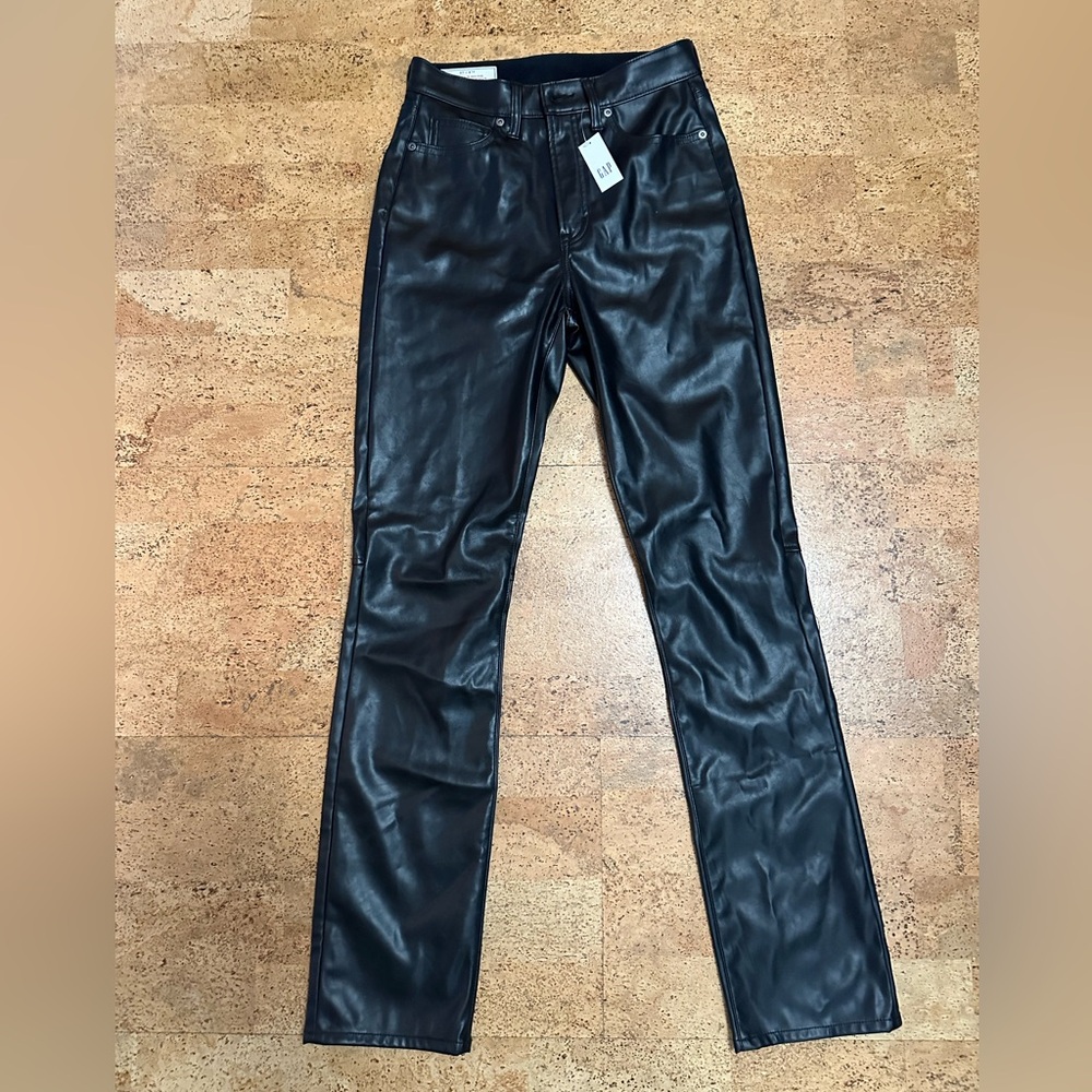 Leather Vegan, Slim, High-rise Pants